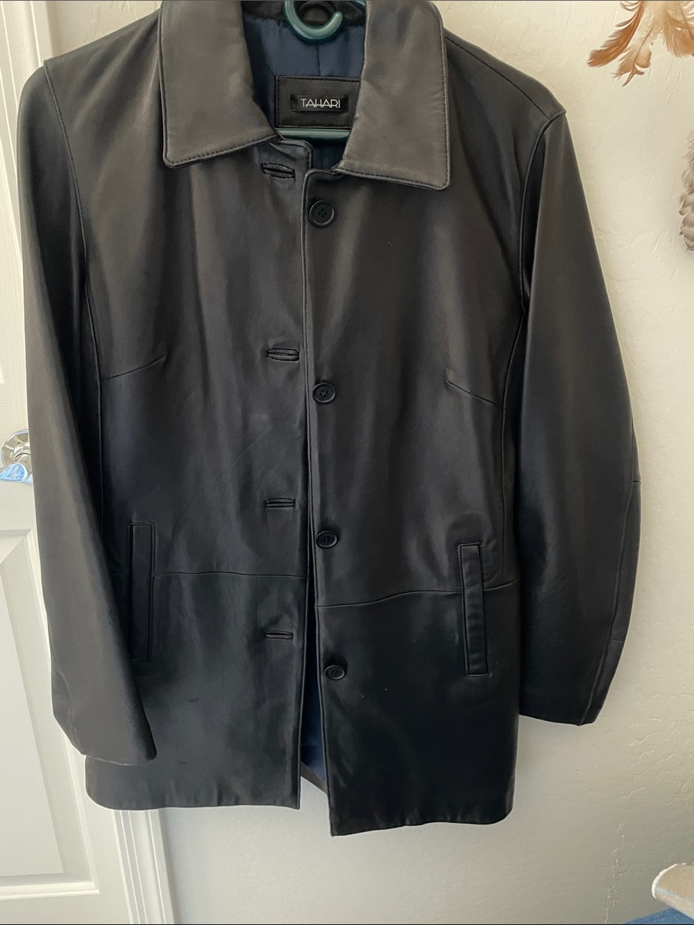 Tahari soft black leather jacket small. Excellent condition